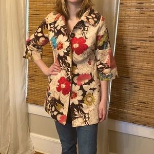 bentley a. velvet floral 3/4 sleeve jacket-medium